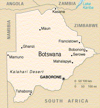 Mapa de Botswana